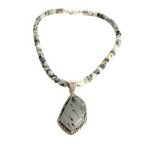 Jay King Rutilated Quartz Necklace Mine Finds DRT Sterling Silver Large Pendant
